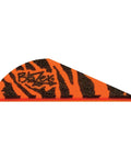 Orange Tiger Blazer Vanes 2 Inch Pack Of 36 Parabolic Paddle Vanes For Crossbow Bolts with tiger stripe pattern close-up