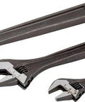 3 Piece Adjustable Wrench Set With 6 Inch 8 Inch And 10 Inch Jaws Tapered Jaws 15 Degree Head Angle I Beam Handle Spring Loaded