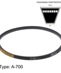 V Belt For Machinery A700 700mm Inner Length 13mm Wide 8mm Thick Rubber Drive Belt with cross-section diagram