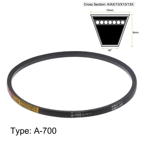 V Belt For Machinery A700 700mm Inner Length 13mm Wide 8mm Thick Rubber Drive Belt with cross-section diagram