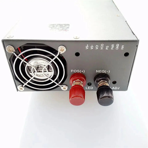 Back view of Beefy 80V 12.5A 1200W Switching Power Supply With 110 To 220 VAC Input showing fan and terminals for CNC machines