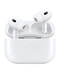 AirPods Pro 2 Wireless Earbuds With Next Level Noise Cancellation Hearing Test And Hearing Protection Transparency Mode Personalized Spatial Audio High Fidelity Sound H2 Chip USB C Charging Bluetooth Headphones For Everyday Listening in white charging case.