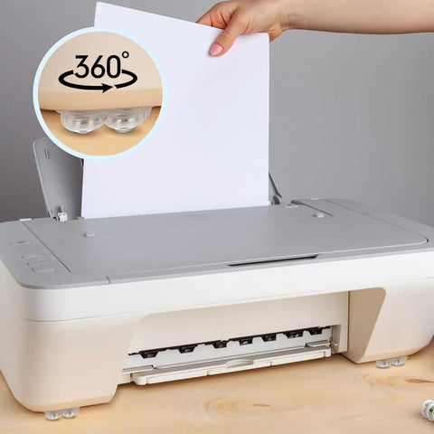 Printer on Mini Universal Caster Wheels For Furniture Self Adhesive Ball Castors Flat Mount ABS Material 20 Lbs Per Wheel 12 Pieces Clear Finish Ideal For Trash Cans Storage Boxes Buckets Easy Application And Smooth Floor Movement