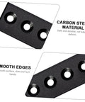 Track Mending Plates Heavy Duty Bracket Connector For Barn Door Tracks Seamless Repair For Sliding Doors And Furniture Durable Carbon Steel 4 Hole Brace Plates, showing close-up of black carbon steel with smooth edges.