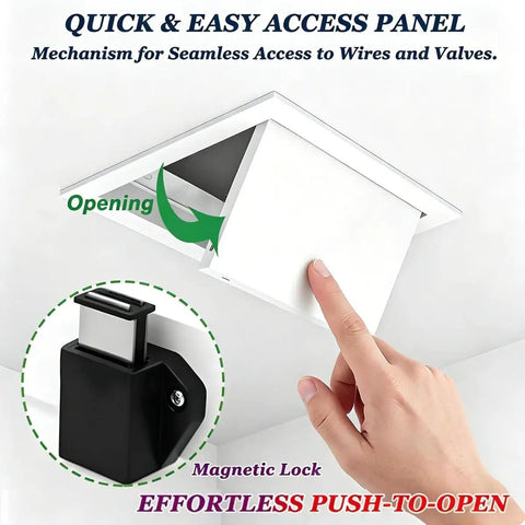 Dead Simple Push To Open Access Panel For Drywall And Ceiling Rust Resistant Waterproof Wall Hole Cover Plate with opening mechanism.