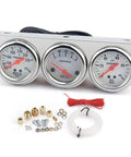 2-Inch Triple Gauge Kit With Volt, Water Temp, And Oil Pressure Gauges - Chrome Mechanical Gauges With White Face Dial