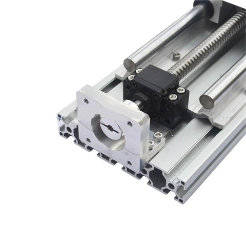 Robust Linear Motion Stage Leveraging 1610 Ball Screw And SBR16 Guide Rail For Smooth As Butter CNC Routing And Reliable DIY Automation Upgrades Built For Knockout Accuracy close-up of ball screw mechanism and guide rail system.