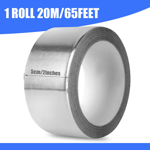 Aluminum Foil Tape 2 Inch By 65 Feet 3.9 Mil Silver Insulation Adhesive Metal Tape For High Temperature HVAC Ductwork And Dryer Vents Heavy Duty Sealing And Repairs