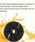 Premium Magnetic Impeller And Heavy Duty Bearing Housing For Cold Drink Machines Keeps Beverages Rolling Smooth And Stops Chunky Residue In A Dope Three Pack, black plastic part with fluidity-enhancing design.