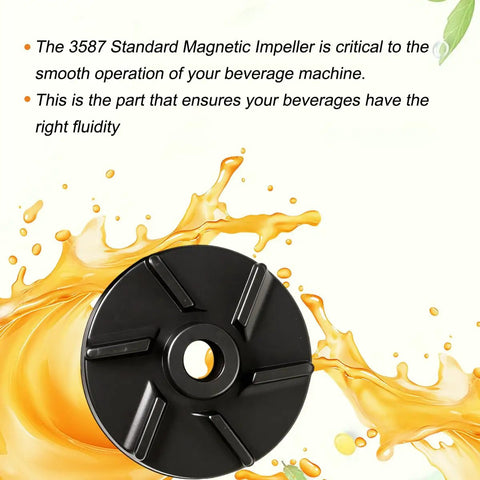 Premium Magnetic Impeller And Heavy Duty Bearing Housing For Cold Drink Machines Keeps Beverages Rolling Smooth And Stops Chunky Residue In A Dope Three Pack, black plastic part with fluidity-enhancing design.