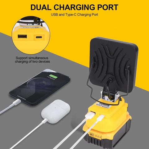 Rechargeable LED Work Light 100W Beast Bright Floodlight with dual charging ports, charging phone and earbuds