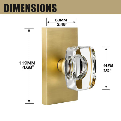 Dope Glass Crystal Dummy Door Knob Set For Interior Doors Hall Closet Non Turning Single Side Inactive 4 Pack Satin Brass Finish