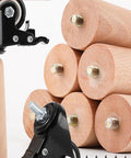 4 Pack Round Solid Wood Furniture Legs With Wheels And Brakes 65cm Tall Replacement Sofa Cabinet And Bed Feet close-up