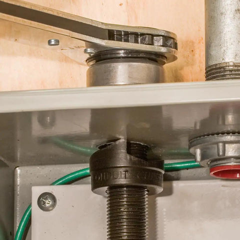 Optimized Knockout Punch Set For Ten Gauge Mild Steel With Three Quarters Inch Die Makes Wrenching A Breeze, installed in panel