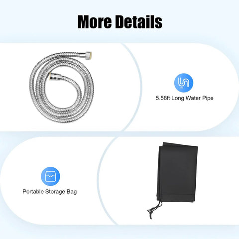 Self Pressurized Portable Car Shower System For Outdoor Rinse Camping Beach And Surf Trips Hiking And Fishing Off Road SUV And RV Ready 7.93 Gallon Water Capacity For Quick Cleanups coiled hose and storage bag