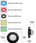 Image showing size dimensions for 24 Pack O Ring Replacement Kit For Pressure Washers With Six Sizes For Pumps Hoses Guns Wands And Lances