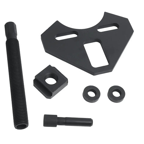Heavy Duty Hub Removal Tool Set Knocks Out Frozen Wheel Bearings And Rusty Axle Jams Works Flawlessly On 5 6 Or 8 Lug Patterns parts including drive plate and bolts.