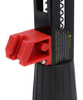 Detail of the heavy duty automatic nail feed attachment showing the red feed component, designed for electric drills.