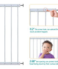 Adjustable Wide Window Guard For Kids, two-panel design with 0.2" screw hole, toddler protection with 2.68" bar spacing, easy installation.