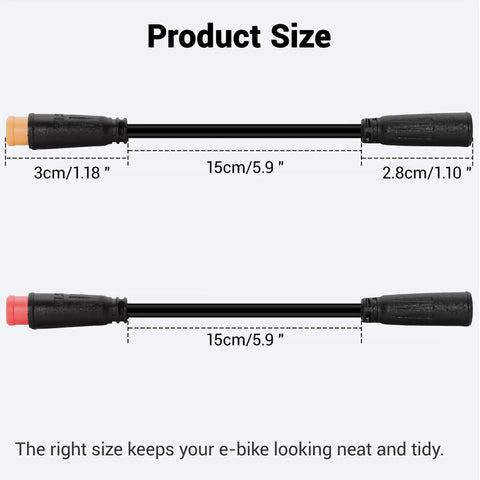 Electric Bike Brake Cutoff Adapter Cable 2 Pin Male To 3 Pin Female Designed For BAFANG Ebike Systems, 5.9 Inch Length For Easy No Hassle Flexible Install Black Two Pack