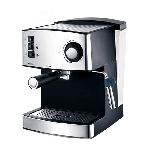 Electric Milk Frother For Cappuccino And Latte Brewing Stainless Steel Coffee Steamer with digital controls and frothing wand.