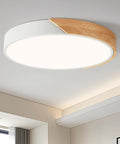 Modern LED Ceiling Light With Wood Flush Mount Design, Circular Lighting Fixture With Acrylic Lampshade, 4000K Neutral White