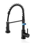 Kitchen Faucet With Pull Down Sprayer And Soap Dispenser, High Arc 304 Stainless Steel, Black Single Handle, Front View