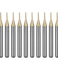 Pro Grade 10Pcs 0.6mm TiN Coated Solid Carbide End Mills For PCB Engraving And CNC Router Bits, One Eighth Inch Shank