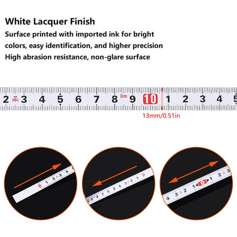 Six Pack Adhesive Flexible Tape Measures Set, 1m And 2m Lengths showing white lacquer finish with metric scale