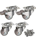 4 Piece Heavy Duty Furniture Casters Set, Soft Rubber Swivel Wheels With White Stems And Silver Rollers, 80kg Capacity, Smooth Silent Rolling For Platform Trolleys, Carts, Chairs, And Home Decor, with screws included