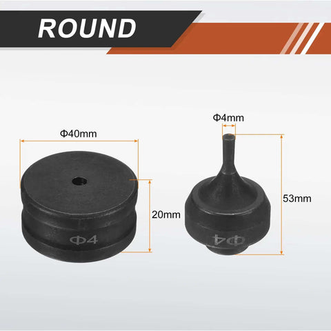Hydraulic Hole Punch Die Set For 4mm Round Hole 40Cr Steel Electric Punching Kit dimensions and design in black
