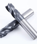Carbide Square End Mill Bit, 4 Flute, 5/8 Inch Diameter, AlTiN Coated, showcasing cutting edges and shank for metalworking.