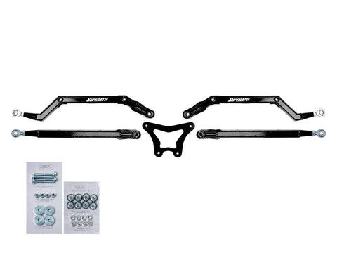 High Clearance Boxed Rear Radius Arms Beefed Up For Polaris RZR XP 900 And XP 4 900 2011 To 2014 Black Finish Heavy Duty Welded Strength Upgrade For Tough Trails And More Maneuverability, black steel pair with hardware