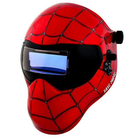 Spiderman Gen Y Auto Darkening Welding Helmet Dope With Ear To Ear Vision 23 Square Inches Viewing Area 2 Arc Sensors Solar Powered