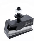 6 To 12 Inch Swing Piston Type Quick Change Tool Post For Lathe M14x1.5 Stud 100 AXA Series Pro Grade Tooling Built For South Bend 9 Inch And Other Classic Lathes - side view of tool post with stud and nut