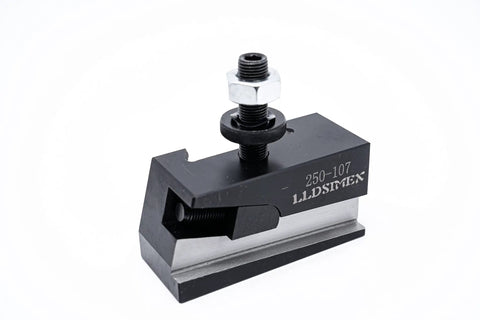 6 To 12 Inch Swing Piston Type Quick Change Tool Post For Lathe M14x1.5 Stud 100 AXA Series Pro Grade Tooling Built For South Bend 9 Inch And Other Classic Lathes - side view of tool post with stud and nut