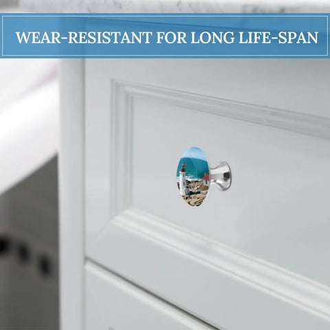 Lighthouse 1.1 Inch Cabinet Knobs Set of 2, Stainless Steel Aluminum Alloy Drawer Pulls on white kitchen cabinet