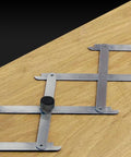 Mk2 Equidistant Measuring And Marking Tool With Center Point Finder For Quick Even Spacing Of Screws Nails Hooks Dowels Pins And Fixings, Seven Built In Marking Points In One Setup For Precise Layout placed on wooden surface