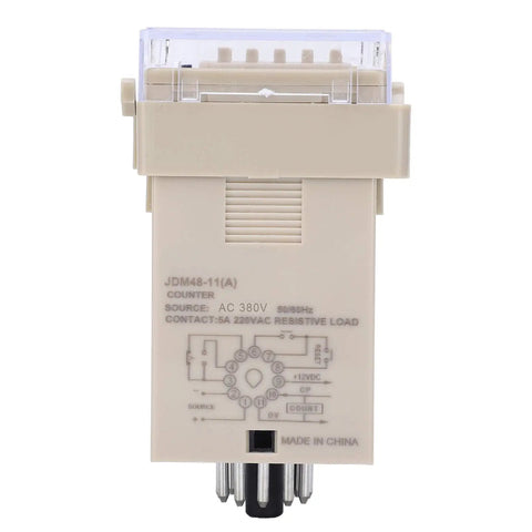 Pro Grade Time Delay Relay Timer Adjustable Cycle Control Module JDM48 11 For Industrial Machinery And Automation Systems AC380V Durable Plastic Housing, beige