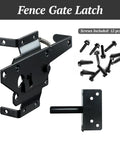 Heavy Duty Carbon Steel Fence Gate Latch for Wood and Vinyl Posts Black Powder Coated Post Mount Easy Install Includes Screws and Instructions for Rugged Outdoor Use and Long Lasting Security, latch and screws shown
