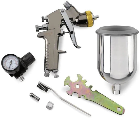 Beast Workhorse HVLP Gravity Feed Paint Sprayer With 1.7 mm Nozzle 600 CC Air Regulator All Steel Body Rust Resistant Stainless Tip Kit
