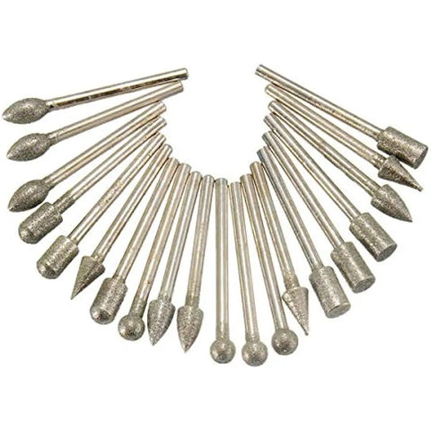 Premium 3Mm Shank Emery Grinding Wheels 20 Piece Set For Dremel And Rotary Tools, various shapes, designed for metalworking and detail work.