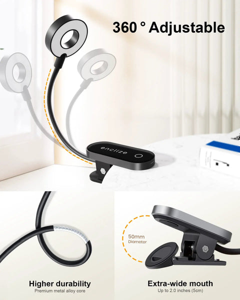Rechargeable Clip On Book Light With Stepless Dimming And 3 Color Temperatures For Reading In Bed Ideal For Students And Night Owls LED Lamp Black Quick Charge Friendly