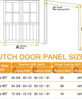 Diagram showing Double French Dutch Door Slab 60x80 Interior Preassembled 1.38 Inch White Solid Wood Core Built Solid With Clear Glass Panel dimensions.