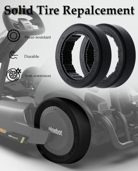 Two Pack 10x2.75 Quick Release Tires for Ninebot Gokart Pro S MAX and Gokart Kit, shown as rear tire replacements.