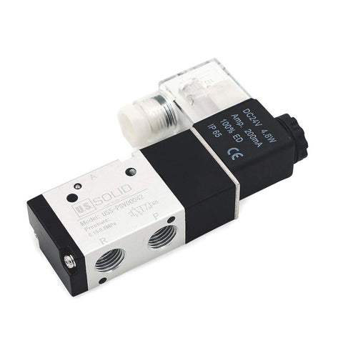 1/4 Inch NPT Pneumatic Electric Solenoid Valve 3 Way 2 Position DC 24V For Air Control Systems Fast Response Pro Grade Durability Compact 3/2 Valve Fits Various Pneumatic Applications side view