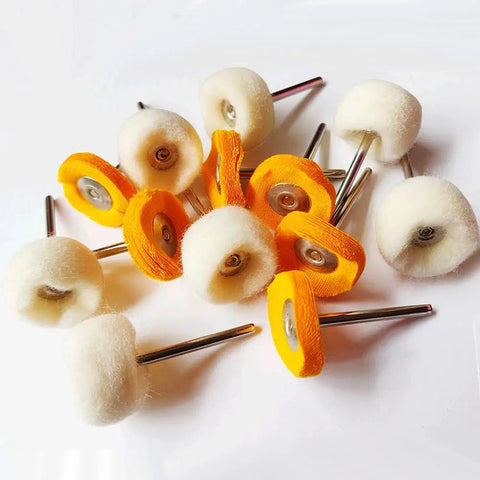 78 Piece Polishing Buffing Wheel Kit for Rotary Tools With Assorted Sizes And Shapes Felt Wool Cotton Pads One Eighth Inch Shank