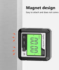 Knockout Performance Digital Angle Finder With Heavy Duty Magnetic Base And Bright Backlit Lcd Display attached to metal surface.