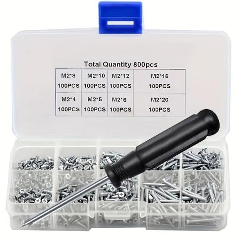 Premium DIY Self Tapping Screws Set With Screwdriver For Woodworking, Stainless Steel Metal Fasteners Kit, 800 Pieces