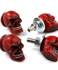 Skull License Plate Screws 4 Pack Universal Fit For Cars Trucks And Motorcycles Red Premium Dope Car Accessories Bolts